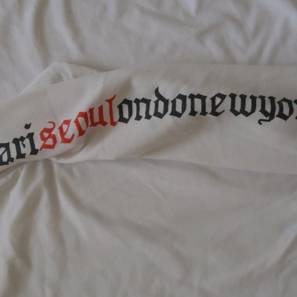 White Long Sleeve Tee with prints on the sleeve - Picture 4 of 4